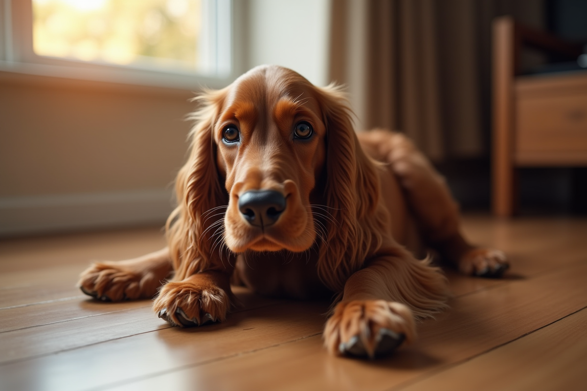 Portrait de cocker spaniel en intérieur au calme